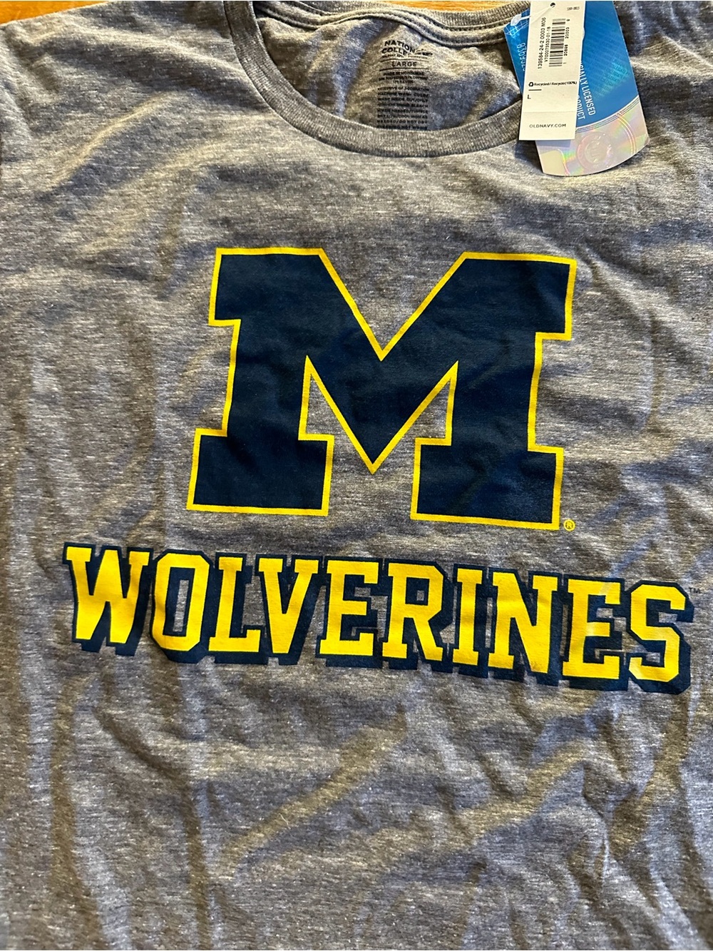MICHIGAN WOLVERINES League Collegiate Brand Logo T-Shirt Size L BRAND NEW NWT - Picture 2 of 5